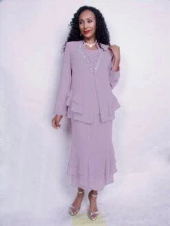 Hosanna 5555 Modest 3-Piece Set Ankle Length Dress(Hosanna 5555 Modest 3 Piece Set Ankle Length Dress) -Discount Dress Shops 5555 hosanna lilac