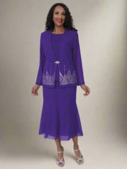 Hosanna 5556 Plus Size 3-Piece Outfit Set Tea Length Dress(Hosanna 5556 Plus Size 3 Piece Outfit Set Tea Length Dress)