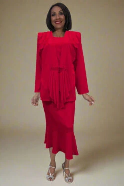 Hosanna 5563 Modest 3-Piece Outfit Set Ankle Length(Hosanna 5563 Modest 3 Piece Outfit Set Ankle Length) -Discount Dress Shops 5563 hosannna red