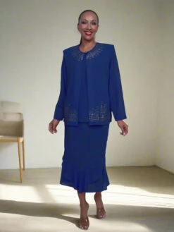 Hosanna 5564 Modest 3-Piece Set Ankle Length Dress(Hosanna 5564 Modest 3 Piece Set Ankle Length Dress) -Discount Dress Shops 5564 hosanna navy