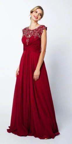 CLEARANCE - Juliet 585 A-Line Gown Cap Sleeve Empire Waist Full Length (Size M)(Clearance Juliet 585 A Line Gown Cap Sleeve Empire Waist Full Length Size M)