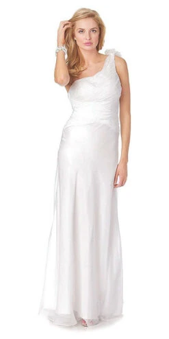 Poly USA | Ed Young 5944 One Shoulder Dress Chiffon Rose Petal Strap Greek Gown(On Special Limited Stock One Shoulder Formal Black Dress Chiffon Rose Petal Strap Greek Gown) -Discount Dress Shops 5944