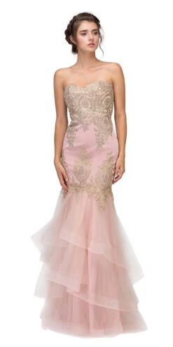 Eureka 6009 Strapless Embroidered Gown Layered Skirt Sweetheart Neck(Strapless Embroidered Prom Gown Layered Skirt Sweetheart Neck Blush Silver) -Discount Dress Shops 6009 eureka fashion blush 6d31aff1 038c 470a 861f 8b68059c2811 1