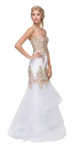 Eureka 6009 Strapless Embroidered Gown Layered Skirt Sweetheart Neck(Strapless Embroidered Prom Gown Layered Skirt Sweetheart Neck Blush Silver) -Discount Dress Shops 6009 eureka off white bf15d75c 1d45 4ced b8fb 54fdd69f39b6 1