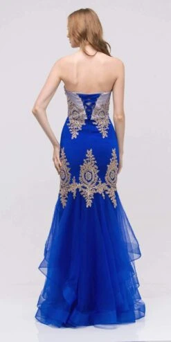 Eureka 6009 Strapless Embroidered Gown Layered Skirt Sweetheart Neck(Strapless Embroidered Prom Gown Layered Skirt Sweetheart Neck Blush Silver) -Discount Dress Shops 6009 eureka royal blue dress back 7b62a5eb 848e 4d03 8eef e72a2c2468df 1