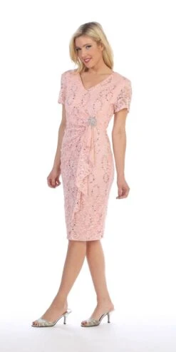 Celavie 6038 Short Sleeved Short Side Gathered Knee Length Dress(Short Sleeved Short Side Gathered Royal Blue Cocktail Dress) -Discount Dress Shops 6038 celavie blush left side 32f48fb9 e2c0 4daa 8a8c 1a4cbaff40f2