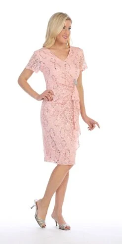 Celavie 6038 Short Sleeved Short Side Gathered Knee Length Dress(Short Sleeved Short Side Gathered Royal Blue Cocktail Dress) -Discount Dress Shops 6038 celavie blush right side 45acecb1 a0a0 4fd4 86a6 a787872b17e2