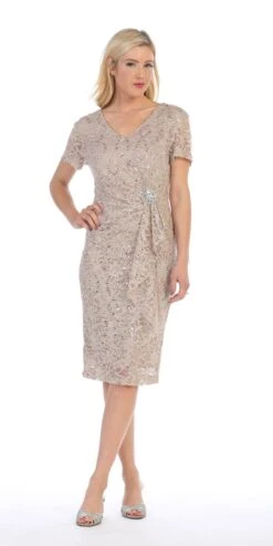 Celavie 6038 Short Sleeved Short Side Gathered Knee Length Dress(Short Sleeved Short Side Gathered Royal Blue Cocktail Dress) -Discount Dress Shops 6038 celavie mocha f723dfc7 8ee4 4911 8415 a5950fd6da9a