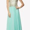 Juliet 608 Embroidered Bodice Long Formal Dress Lace Up Back(Light Jade Embroidered Bodice Long Formal Dress Lace Up Back)