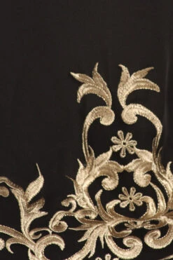 Eureka 6090 Long Evening Gown Stretch Satin V-Neck Embroidered Hem(Long Evening Formal Gown Burgundy Stretch Satin V Neckline Embroidered Hem) -Discount Dress Shops 6090 eureka black gold dress zoom 1749dd89 bcf0 4a83 9648 02709c47234e