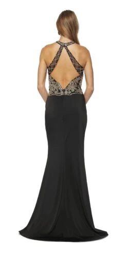Juliet 614 Sexy Floor Length Formal Gown Cut Out Back Slit(Juliet 614 Sexy Floor Length Formal Gown Black Cut Out Back Slit) -Discount Dress Shops 614 juliet black back