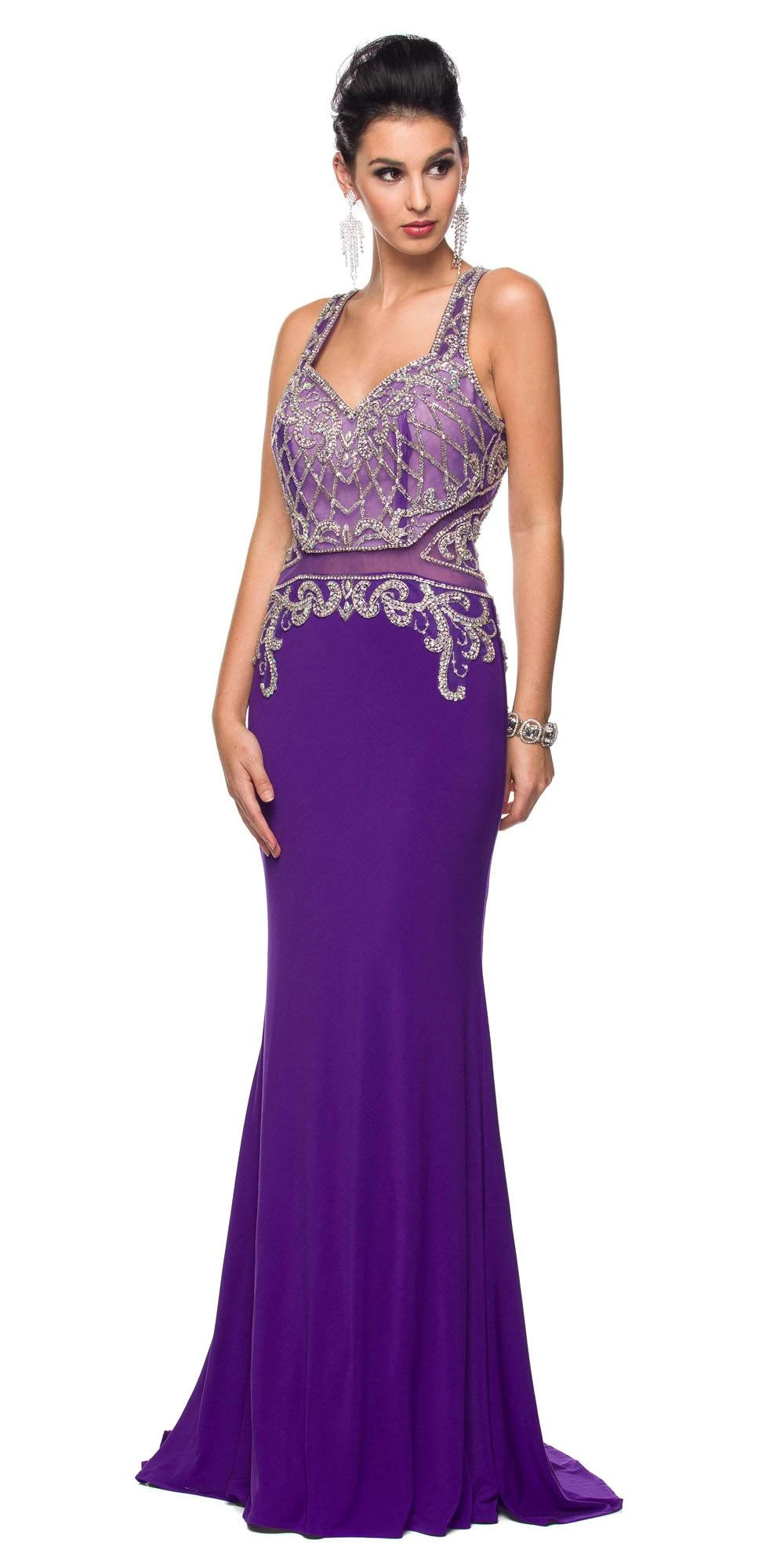 Juliet 618 Long Dress Beaded Bodice Sheer Midriff Cut Out Back(Long Prom Dress Beaded Bodice Sheer Midriff Cut Out Back Charcoal) 6 Juliet 618 Long Dress Beaded Bodice Sheer Midriff Cut Out Back(Long Prom Dress Beaded Bodice Sheer Midriff Cut Out Back Charcoal) - Image 6