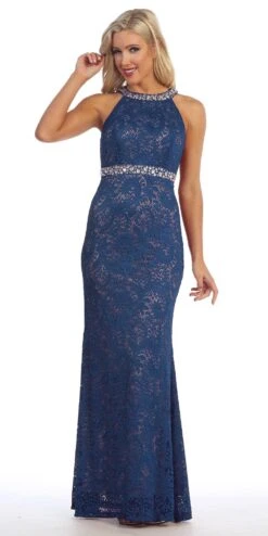 Celavie 6231 Halter Jeweled Neck And Waist Fit And Flare Lace Gown(Halter Jeweled Neck And Waist Fit And Flare Lace Prom Gown Wine Nude) -Discount Dress Shops 6231ce navy bf4bbcd7 fa4b 40e5 9ee5 a900af6811c8