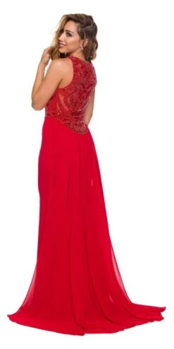 Juliet 628 Embellished Bodice Fit And Flare Prom Gown With Train(Juliet 628 Embellished Bodice Fit And Flare Prom Gown With Train Red) -Discount Dress Shops 628 juliet dress red back 8420a75a bcec 4d66 b943 84983c6aea38