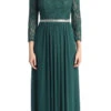 Celavie 6305-L Three-Quarter Length Lace Sleeve Dress A-line(Mauve Quarter Sleeve Long Formal Dress A Line)