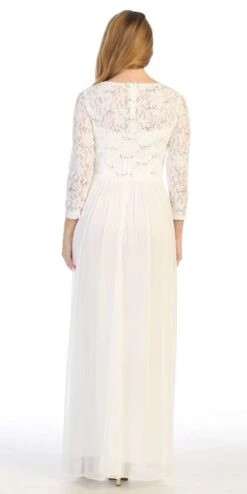 CLEARANCE - Celavie 6305L Three-Quarter Length Lace Sleeve Dress A-line (Size M)(Clearance Celavie 6305l Three Quarter Length Lace Sleeve Dress A Line Size M) 29 CLEARANCE - Celavie 6305L Three-Quarter Length Lace Sleeve Dress A-line (Size M)(Clearance Celavie 6305l Three Quarter Length Lace Sleeve Dress A Line Size M) -Discount Dress Shops 6305L celavie off white back 1