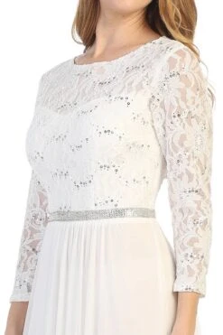 CLEARANCE - Celavie 6305L Three-Quarter Length Lace Sleeve Dress A-line (Size M)(Clearance Celavie 6305l Three Quarter Length Lace Sleeve Dress A Line Size M) 26 CLEARANCE - Celavie 6305L Three-Quarter Length Lace Sleeve Dress A-line (Size M)(Clearance Celavie 6305l Three Quarter Length Lace Sleeve Dress A Line Size M) -Discount Dress Shops 6305L celavie off white zoom 1