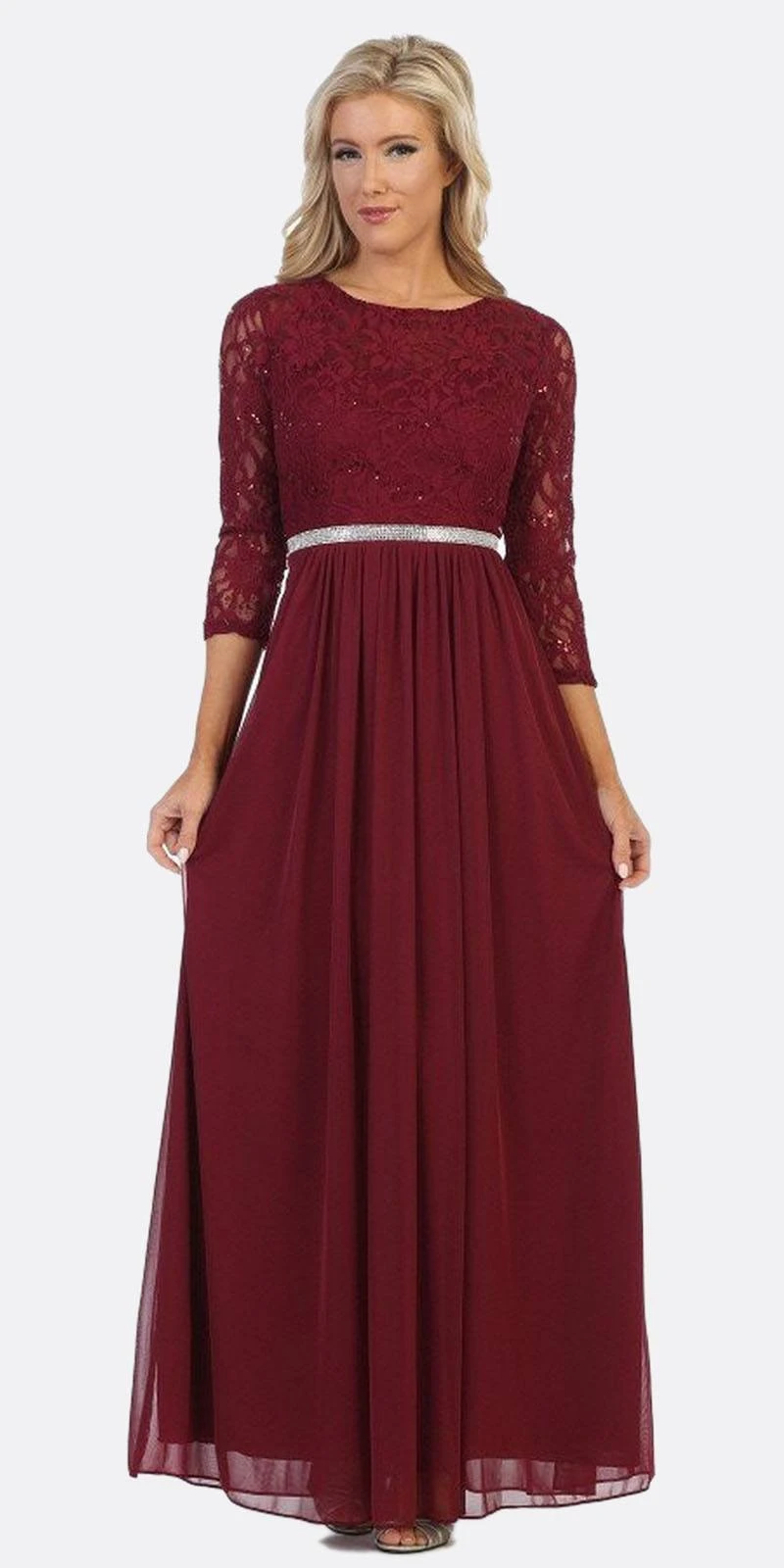 CLEARANCE - Celavie 6305L Three-Quarter Length Lace Sleeve Dress A-line (Size M)(Clearance Celavie 6305l Three Quarter Length Lace Sleeve Dress A Line Size M) 16 CLEARANCE - Celavie 6305L Three-Quarter Length Lace Sleeve Dress A-line (Size M)(Clearance Celavie 6305l Three Quarter Length Lace Sleeve Dress A Line Size M) - Image 16