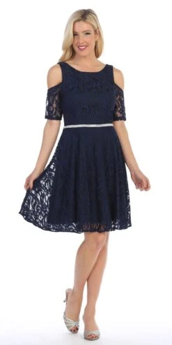 Celavie 6307 Lace A-Line Dress Cold Shoulder Short Sleeves(Burgundy Lace A Line Wedding Guest Dress Cold Shoulder Short Sleeves) -Discount Dress Shops 6307 celavie navy blue 8f05943a 7a4f 4468 add5 11cc2e736e1d