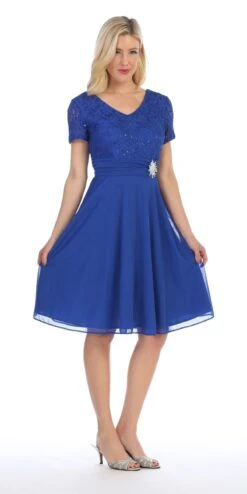 CLEARANCE - Celavie 6320S Knee Length Dress With Short Sleeves (Size L)(Clearance Celavie 6320s Knee Length Dress With Short Sleeves Size L) 24 CLEARANCE - Celavie 6320S Knee Length Dress With Short Sleeves (Size L)(Clearance Celavie 6320s Knee Length Dress With Short Sleeves Size L) -Discount Dress Shops 6320 celavie royal blue side view 7aa732d5 2cd8 4ef5 911a 65d543b89216 1