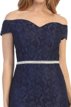 Celavie 6333 Off-the-Shoulder Cocktail Dress Embellished Waist(Baby Blue Off The Shoulder Cocktail Dress Embellished Waist) -Discount Dress Shops 6333 celavie navy blue zoom