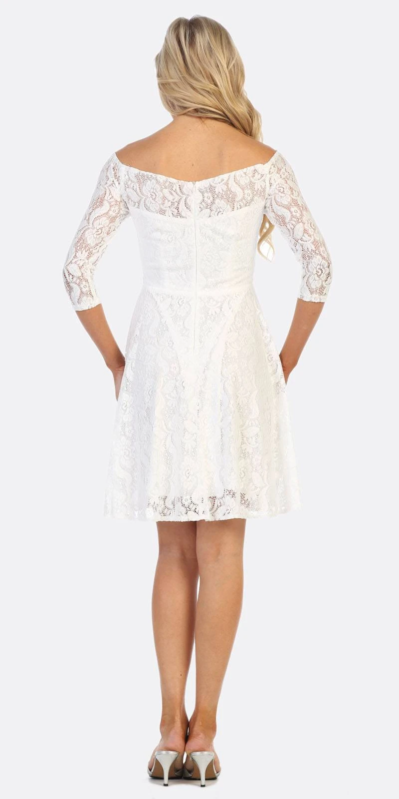 CLEARANCE - Celavie 6343S Off-the-Shoulder Short Lace A-Line Dress (Size XL)(Clearance Celavie 6343s Off The Shoulder Short Lace A Line Dress Size Xl) 2 CLEARANCE - Celavie 6343S Off-the-Shoulder Short Lace A-Line Dress (Size XL)(Clearance Celavie 6343s Off The Shoulder Short Lace A Line Dress Size Xl) - Image 2