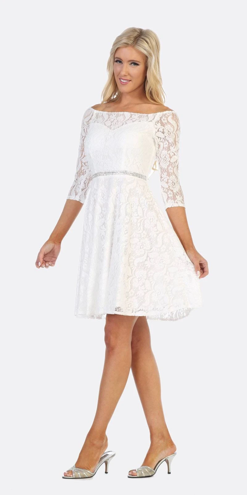 CLEARANCE - Celavie 6343S Off-the-Shoulder Short Lace A-Line Dress (Size XL)(Clearance Celavie 6343s Off The Shoulder Short Lace A Line Dress Size Xl) 3 CLEARANCE - Celavie 6343S Off-the-Shoulder Short Lace A-Line Dress (Size XL)(Clearance Celavie 6343s Off The Shoulder Short Lace A Line Dress Size Xl) - Image 3