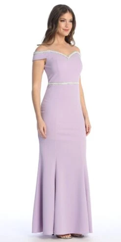 Celavie 6348 Off-Shoulder Mermaid Long Dress(Off Shoulder Mermaid Long Prom Dress Burgundy) -Discount Dress Shops 6348 LLilac1