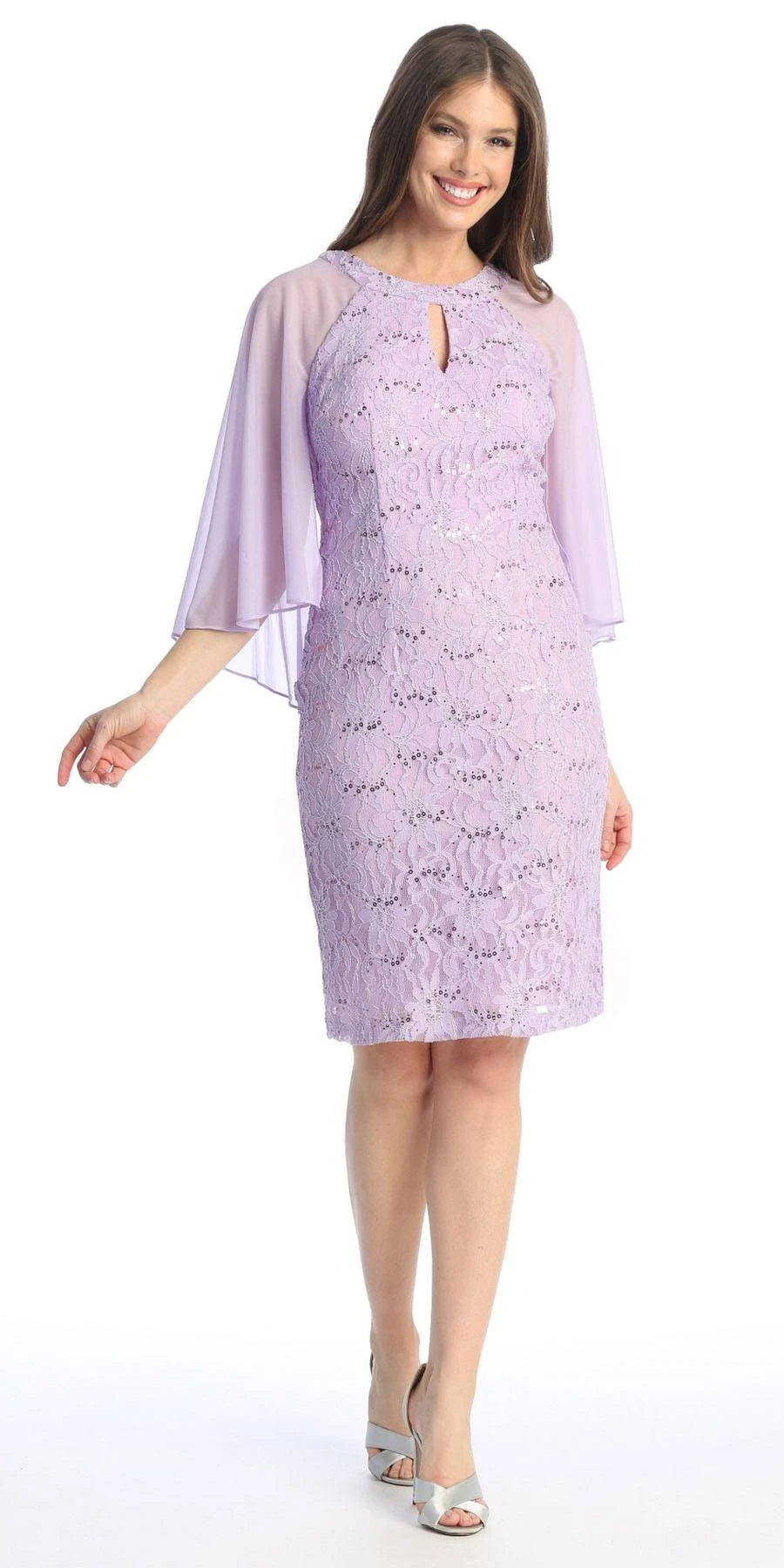 Celavie 6352-S Lace Dress Knee Length With Flutter Sleeves(Royal Blue Wedding Guest Dress With Flutter Sleeves) 6 Celavie 6352-S Lace Dress Knee Length With Flutter Sleeves(Royal Blue Wedding Guest Dress With Flutter Sleeves) - Image 6