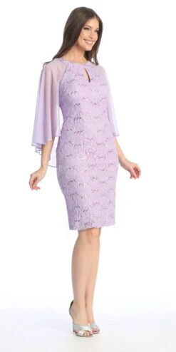 Celavie 6352-S Lace Dress Knee Length With Flutter Sleeves(Royal Blue Wedding Guest Dress With Flutter Sleeves) 16 Celavie 6352-S Lace Dress Knee Length With Flutter Sleeves(Royal Blue Wedding Guest Dress With Flutter Sleeves) -Discount Dress Shops 6352 SLilac1