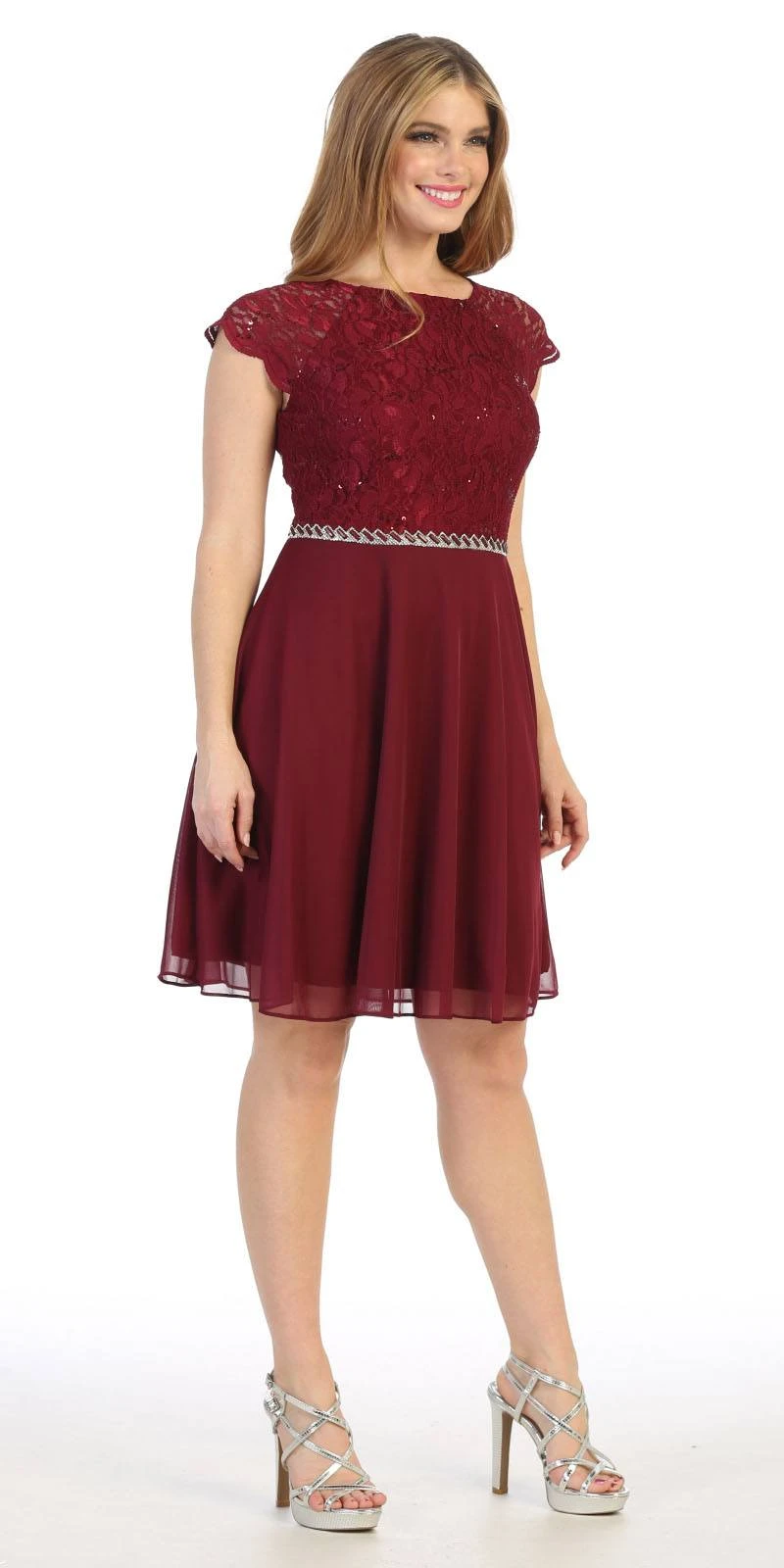 CLEARANCE - Celavie 6394-S Embellished Waist Short Sleeve Dress (Size 2XL)(Clearance Celavie 6394 S Embellished Waist Short Sleeve Dress Size 2xl) 3 CLEARANCE - Celavie 6394-S Embellished Waist Short Sleeve Dress (Size 2XL)(Clearance Celavie 6394 S Embellished Waist Short Sleeve Dress Size 2xl) - Image 3