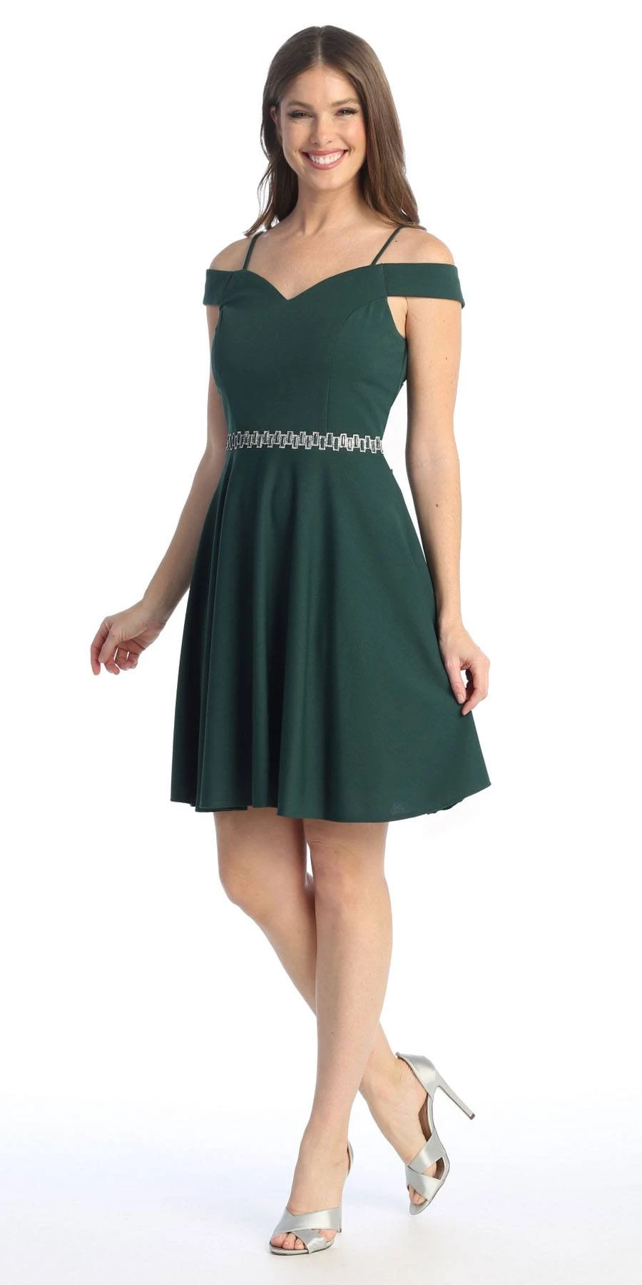 Celavie 6395-S Knee Length Cold Shoulder A-Line Cocktail Dress(Knee Length Cold Shoulder Burgundy A Line Dress) 4 Celavie 6395-S Knee Length Cold Shoulder A-Line Cocktail Dress(Knee Length Cold Shoulder Burgundy A Line Dress) - Image 4