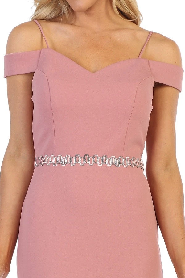 Celavie 6395-S Knee Length Cold Shoulder A-Line Cocktail Dress(Knee Length Cold Shoulder Burgundy A Line Dress) 12 Celavie 6395-S Knee Length Cold Shoulder A-Line Cocktail Dress(Knee Length Cold Shoulder Burgundy A Line Dress) - Image 12