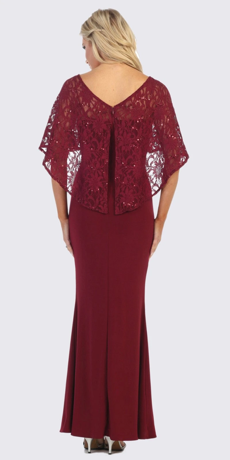 Celavie 6399 Long Sheath Dress With Lace Poncho(Royal Blue Long Formal Dress With Lace Poncho) 2 Celavie 6399 Long Sheath Dress With Lace Poncho(Royal Blue Long Formal Dress With Lace Poncho) - Image 2