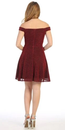 Celavie 6402S Off-Shoulder Knee Length Short Cocktail Dress A-Line(Mauve Off Shoulder Homecoming Short Dress) -Discount Dress Shops 6402s celavie burgundy back 8b60468f 0320 4f36 9c46 2f5d9151e6ff