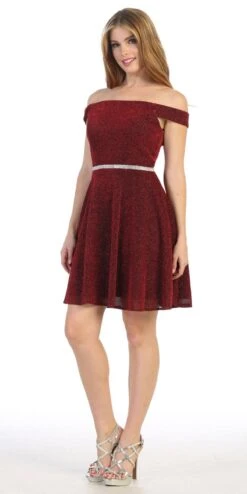 Celavie 6402S Off-Shoulder Knee Length Short Cocktail Dress A-Line(Mauve Off Shoulder Homecoming Short Dress) -Discount Dress Shops 6402s celavie burgundy right side 8fbfa5c7 d89e 45c7 9e06 89b59cc54a4f