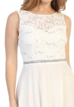 Celavie 6406 Lace Bodice Short A-Line Chiffon Cocktail Dress(Baby Blue Lace Bodice Short Cocktail Dress Sleeveless) -Discount Dress Shops 6406 celavie off white zoom