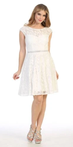 Celavie 6417 Cap Sleeve Lace A-Line Short Cocktail Dress(Cap Sleeved Sage A Line Short Homecoming Dress) -Discount Dress Shops 6417 celavie off white 1db14194 fd0f 47e4 9946 e65178b8a582