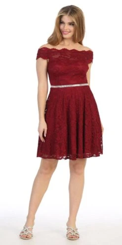Celavie 6457S Off-Shoulder Knee Length Short Lace Dress(Royal Blue Off Shoulder Wedding Guest Short Dress) -Discount Dress Shops 6457s celavie burgundy 18d2e0c5 7190 4b18 9af1 22dec9fce09e