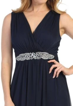 Celavie 6474 V-Neck Sleeveless A-Line Long Dress(Celavie 6474 V Neck Sleeveless A Line Long Dress) -Discount Dress Shops 6474 navy zoom