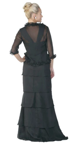 Poly USA | Ed Young 6484 Long Modest Formal Dress Ruffles Bolero Jacket(On Special Limited Stock Long Modest Formal Dress Gray Ruffles Bolero Jacket Layered Skirt) -Discount Dress Shops 6484BB