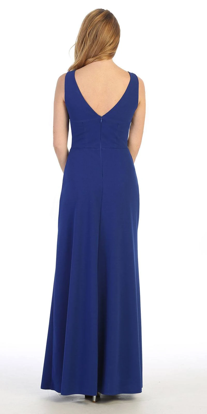 Celavie 6493L Sleeveless V-Neck And Back Long Dress(Sleeveless V Neck And Back Long Formal Dress Royal Blue) 2 Celavie 6493L Sleeveless V-Neck And Back Long Dress(Sleeveless V Neck And Back Long Formal Dress Royal Blue) - Image 2
