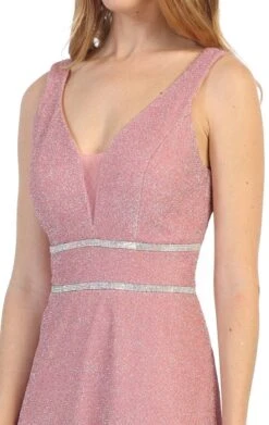 Celavie 6495S Short V-Neck And Back A-Line Dress(Short V Neck And Back Homecoming Dress Champagne) -Discount Dress Shops 6495s celavie blush zoom