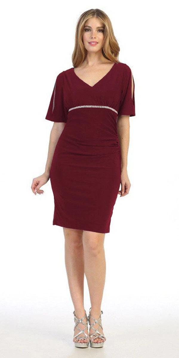 Celavie 6500 Short Fitted Dress With Mid Slit Sleeves(Celavie 6500 Short Fitted Dress With Mid Slit Sleeves) 6 Celavie 6500 Short Fitted Dress With Mid Slit Sleeves(Celavie 6500 Short Fitted Dress With Mid Slit Sleeves) - Image 6