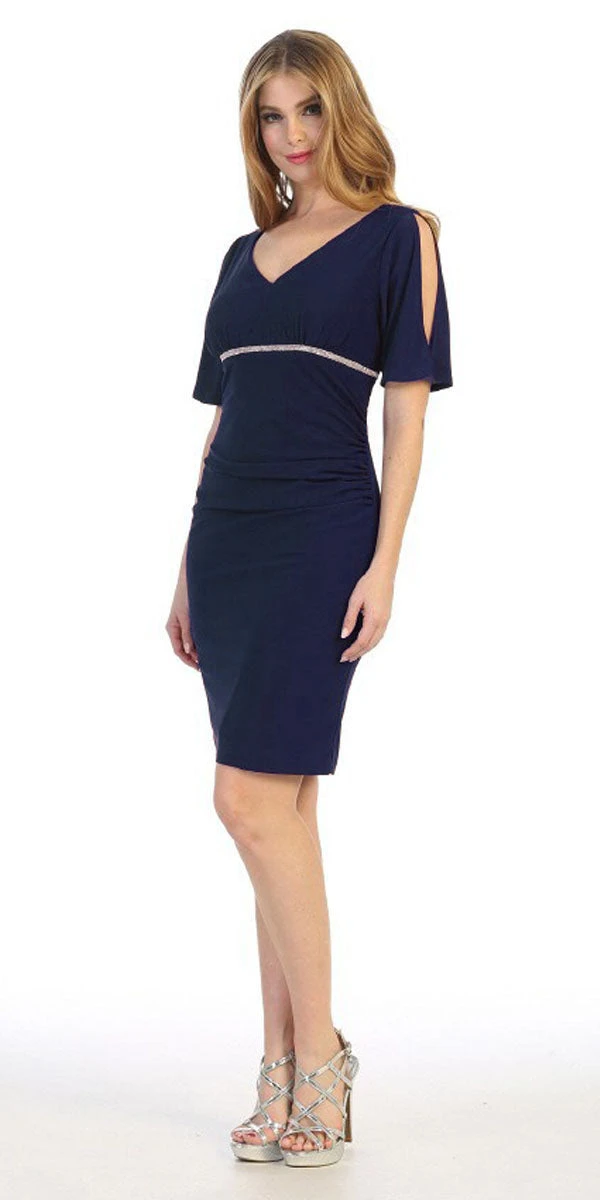 Celavie 6500 Short Fitted Dress With Mid Slit Sleeves(Celavie 6500 Short Fitted Dress With Mid Slit Sleeves) 7 Celavie 6500 Short Fitted Dress With Mid Slit Sleeves(Celavie 6500 Short Fitted Dress With Mid Slit Sleeves) - Image 7