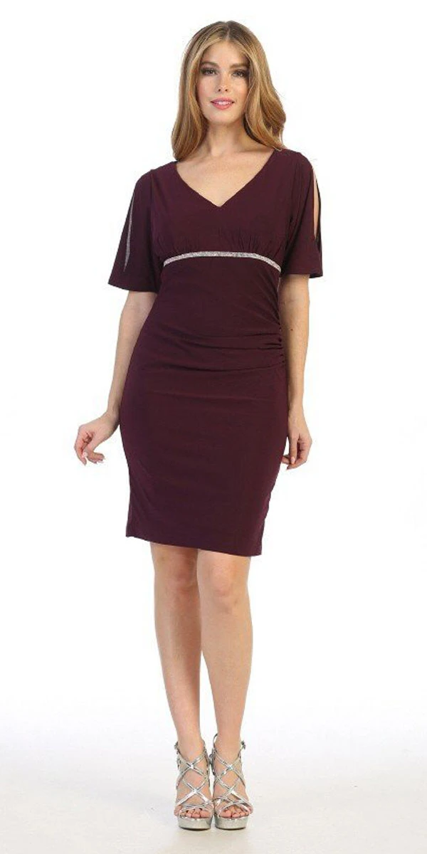 Celavie 6500 Short Fitted Dress With Mid Slit Sleeves(Celavie 6500 Short Fitted Dress With Mid Slit Sleeves) 1 Celavie 6500 Short Fitted Dress With Mid Slit Sleeves(Celavie 6500 Short Fitted Dress With Mid Slit Sleeves)