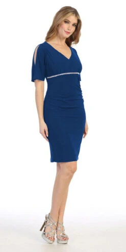Celavie 6500 Short Fitted Dress With Mid Slit Sleeves(Celavie 6500 Short Fitted Dress With Mid Slit Sleeves) 15 Celavie 6500 Short Fitted Dress With Mid Slit Sleeves(Celavie 6500 Short Fitted Dress With Mid Slit Sleeves) -Discount Dress Shops 6500 royal