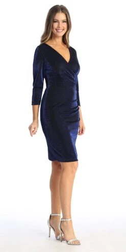Celavie 6510-S Mid-Length Sleeve Short V-Neck Dress(Celavie 6510s Mid Length Sleeve Short V Neck Dress) -Discount Dress Shops 6510 SRoyalR