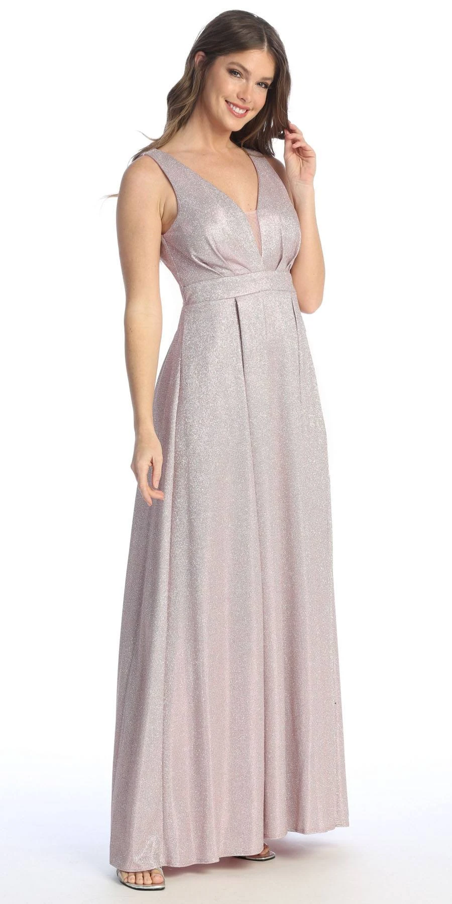 Celavie 6521-L Long V-Neck Sleeveless A-Line Glitter Dress(Celavie 6521l Long V Neck Sleeveless A Line Glitter Dress) 13 Celavie 6521-L Long V-Neck Sleeveless A-Line Glitter Dress(Celavie 6521l Long V Neck Sleeveless A Line Glitter Dress) - Image 13