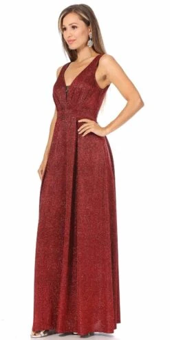 Celavie 6521-L Long V-Neck Sleeveless A-Line Glitter Dress(Celavie 6521l Long V Neck Sleeveless A Line Glitter Dress) 19 Celavie 6521-L Long V-Neck Sleeveless A-Line Glitter Dress(Celavie 6521l Long V Neck Sleeveless A Line Glitter Dress) -Discount Dress Shops 6521L BURGUNDY D 1